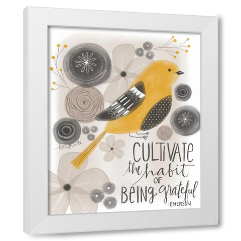 Grateful Emerson Quote White Modern Wood Framed Art Print by Doucette, Katie