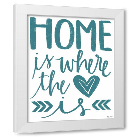 Home Heart Typography White Modern Wood Framed Art Print by Doucette, Katie