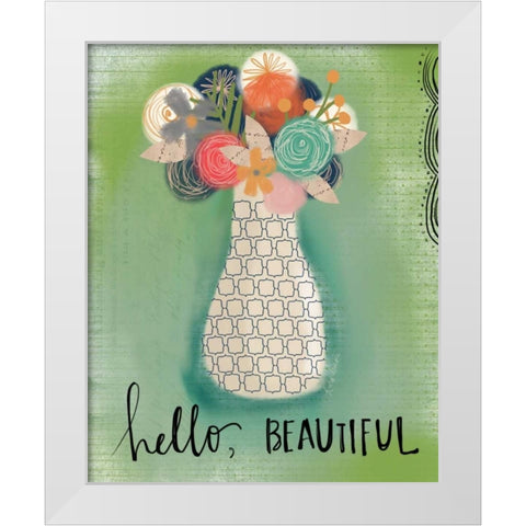 Hello, Beautiful White Modern Wood Framed Art Print by Doucette, Katie