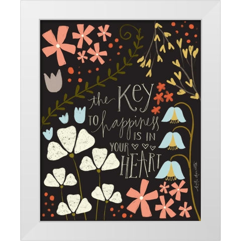 Key to Happiness White Modern Wood Framed Art Print by Doucette, Katie