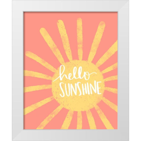 Coral Sunshine White Modern Wood Framed Art Print by Doucette, Katie