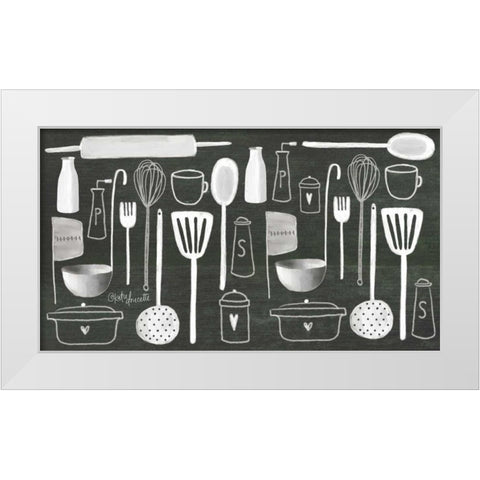 Kitchen Utensils White Modern Wood Framed Art Print by Doucette, Katie
