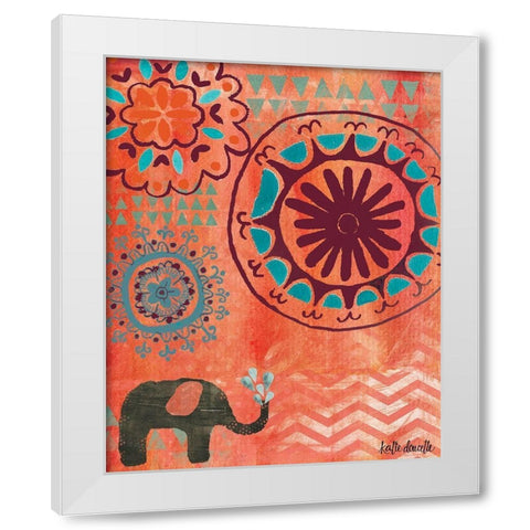 Bohemian Elephant White Modern Wood Framed Art Print by Doucette, Katie