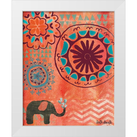 Bohemian Elephant White Modern Wood Framed Art Print by Doucette, Katie
