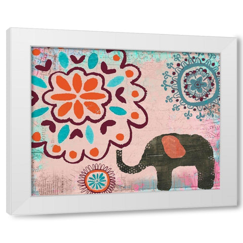 Bohemian Elephant II White Modern Wood Framed Art Print by Doucette, Katie