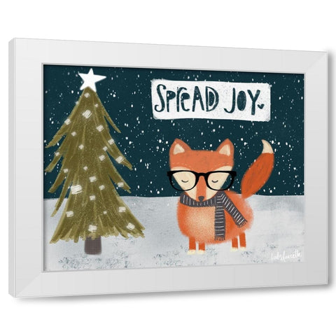 Spread Joy Hipster Fox White Modern Wood Framed Art Print by Doucette, Katie