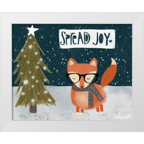 Spread Joy Hipster Fox White Modern Wood Framed Art Print by Doucette, Katie