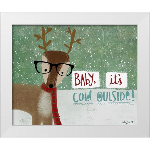 Cold Hipster Reindeer White Modern Wood Framed Art Print by Doucette, Katie