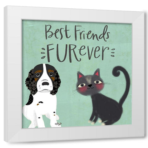 Best Friends Furever White Modern Wood Framed Art Print by Doucette, Katie