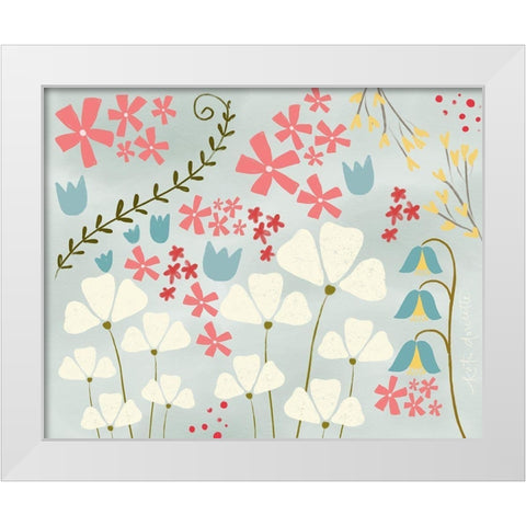 Pastel Flowers White Modern Wood Framed Art Print by Doucette, Katie