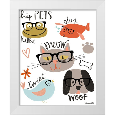 Hip Pets White Modern Wood Framed Art Print by Doucette, Katie