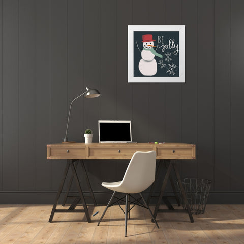 Jolly Snowman White Modern Wood Framed Art Print by Doucette, Katie