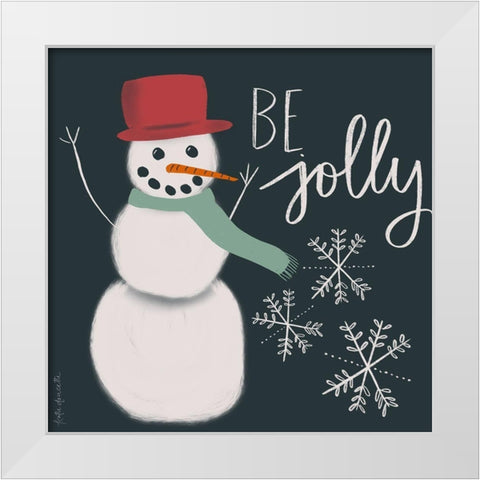 Jolly Snowman White Modern Wood Framed Art Print by Doucette, Katie