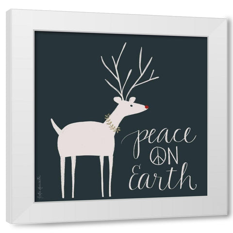 Peace on Earth Reindeer White Modern Wood Framed Art Print by Doucette, Katie