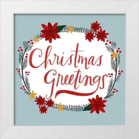Christmas Greetings White Modern Wood Framed Art Print by Doucette, Katie