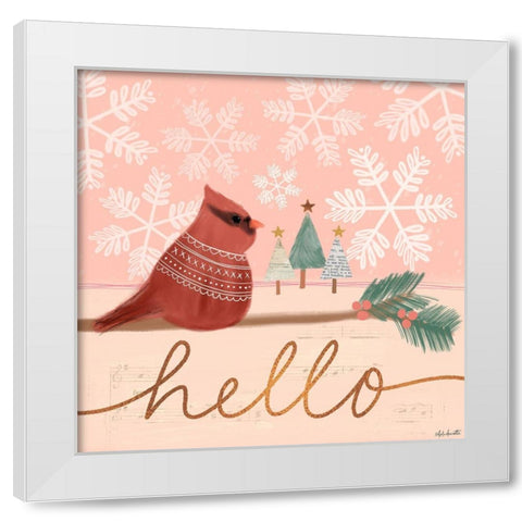 Hello Cardinal White Modern Wood Framed Art Print by Doucette, Katie