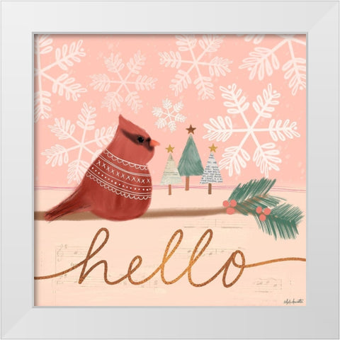 Hello Cardinal White Modern Wood Framed Art Print by Doucette, Katie