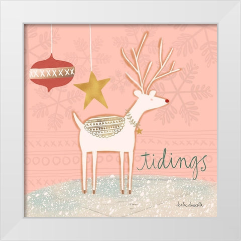Reindeer Tidings White Modern Wood Framed Art Print by Doucette, Katie