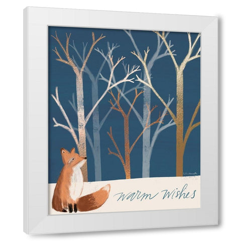 Warm Wishes Fox White Modern Wood Framed Art Print by Doucette, Katie