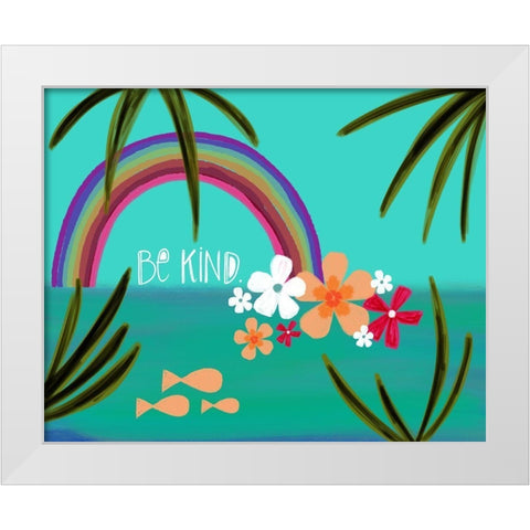 Be Kind White Modern Wood Framed Art Print by Doucette, Katie