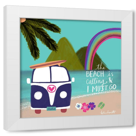 Beach is Calling White Modern Wood Framed Art Print by Doucette, Katie