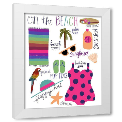 On the Beach White Modern Wood Framed Art Print by Doucette, Katie