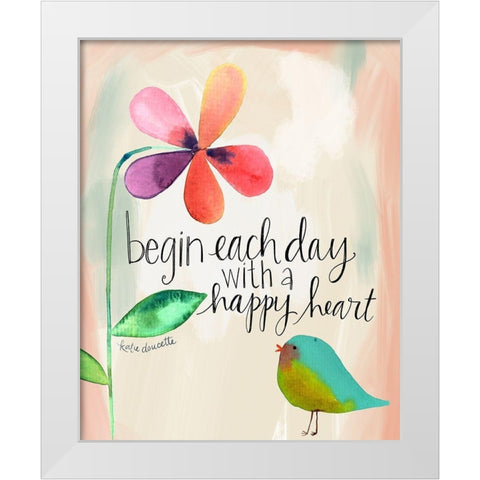 Happy Heart White Modern Wood Framed Art Print by Doucette, Katie