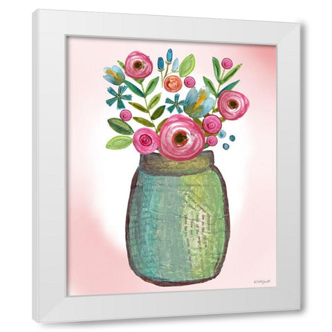 Bouquet Collage White Modern Wood Framed Art Print by Doucette, Katie