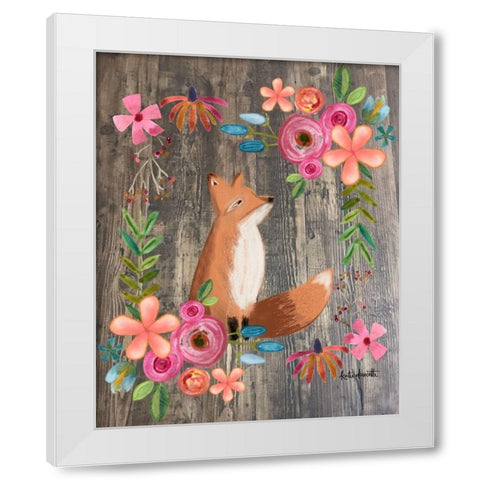 Floral Fox on Wood White Modern Wood Framed Art Print by Doucette, Katie