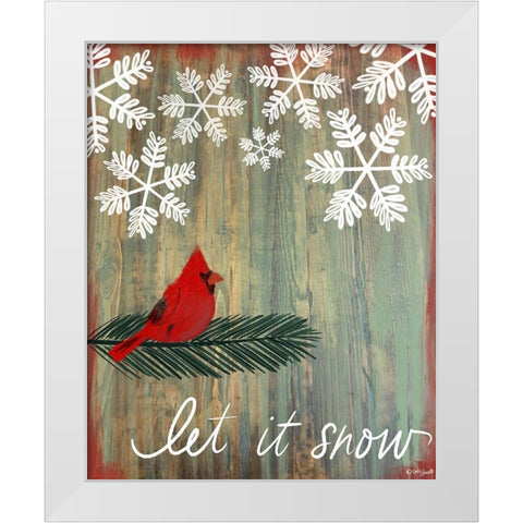 Let It Snow Cardinal White Modern Wood Framed Art Print by Doucette, Katie