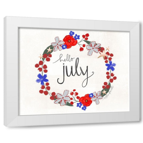 Hello July White Modern Wood Framed Art Print by Doucette, Katie