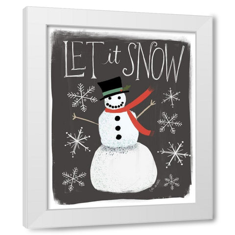 Let It Snow Snowman White Modern Wood Framed Art Print by Doucette, Katie