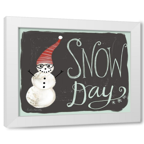 Snow Day Snowman White Modern Wood Framed Art Print by Doucette, Katie