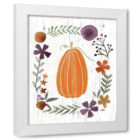 Autumn Pumpkin White Modern Wood Framed Art Print by Doucette, Katie
