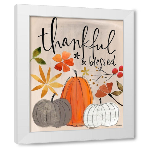 Thankful and Blessed White Modern Wood Framed Art Print by Doucette, Katie