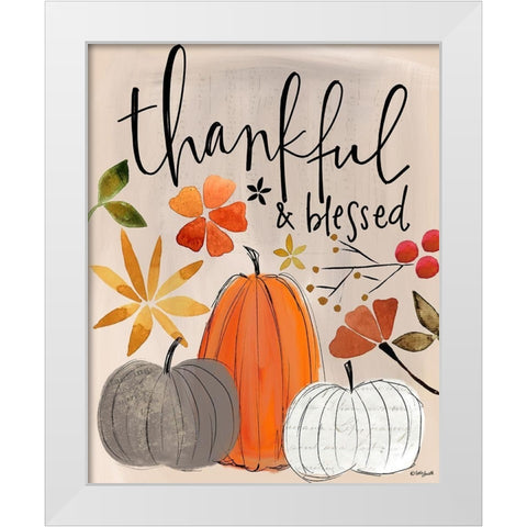 Thankful and Blessed White Modern Wood Framed Art Print by Doucette, Katie