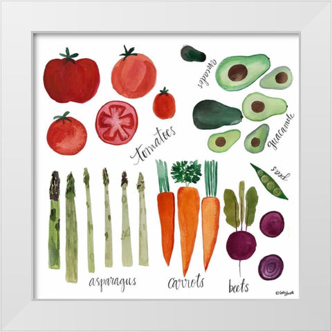 Watercolor Veggies White Modern Wood Framed Art Print by Doucette, Katie