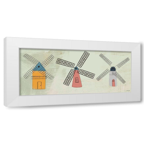 Windmills White Modern Wood Framed Art Print by Doucette, Katie