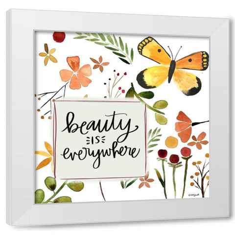 Beauty Butterfly White Modern Wood Framed Art Print by Doucette, Katie