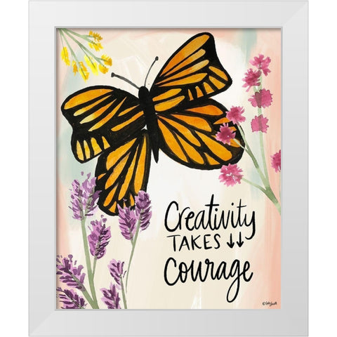 Creativity Takes Courage White Modern Wood Framed Art Print by Doucette, Katie