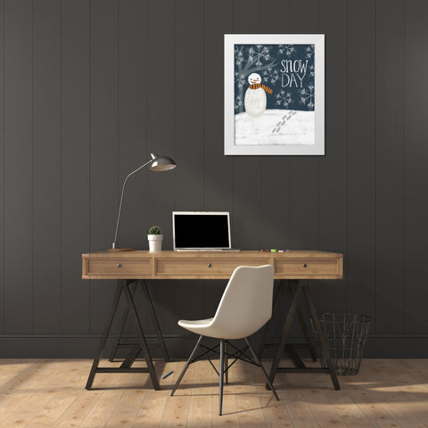 Snowday Snowman White Modern Wood Framed Art Print by Doucette, Katie