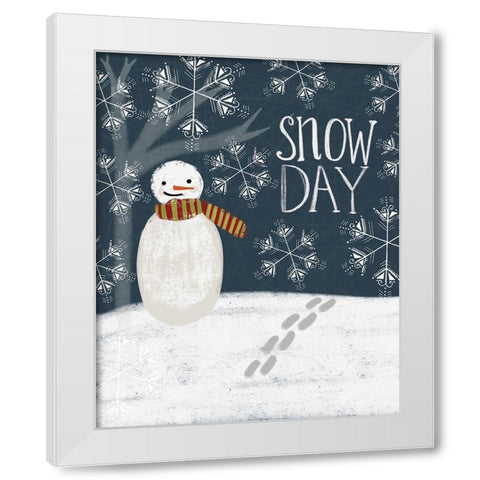 Snowday Snowman White Modern Wood Framed Art Print by Doucette, Katie