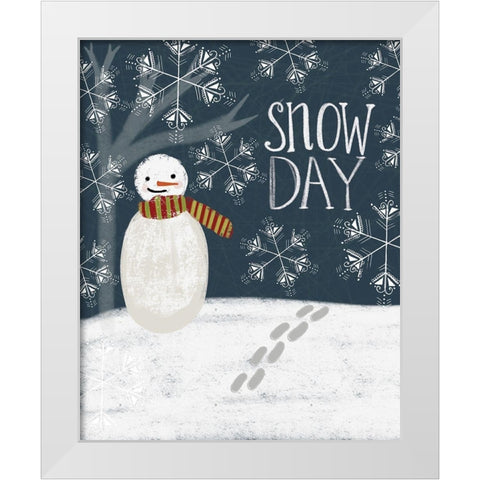 Snowday Snowman White Modern Wood Framed Art Print by Doucette, Katie
