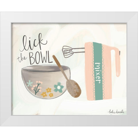Lick the Bowl White Modern Wood Framed Art Print by Doucette, Katie