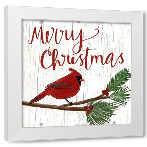 Christmas Cardinal White Modern Wood Framed Art Print by Doucette, Katie