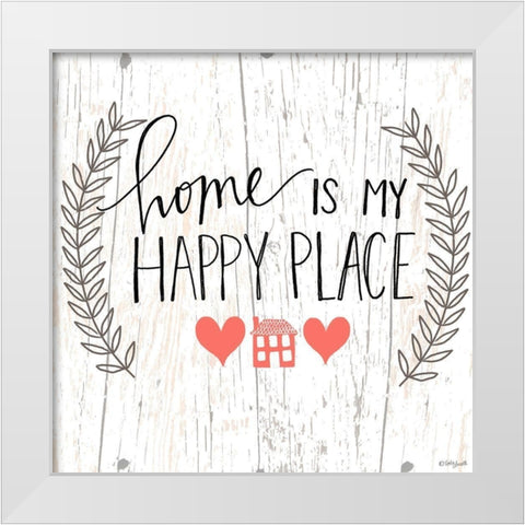 Home is my Happy Place White Modern Wood Framed Art Print by Doucette, Katie