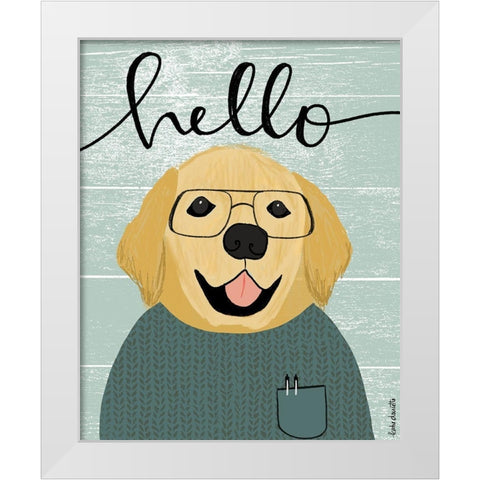 Hello Retriever White Modern Wood Framed Art Print by Doucette, Katie