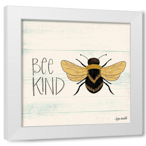 Bee Kind White Modern Wood Framed Art Print by Doucette, Katie