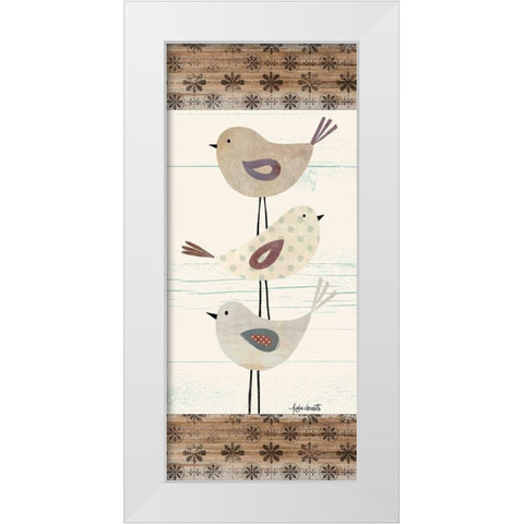 Three Birds White Modern Wood Framed Art Print by Doucette, Katie