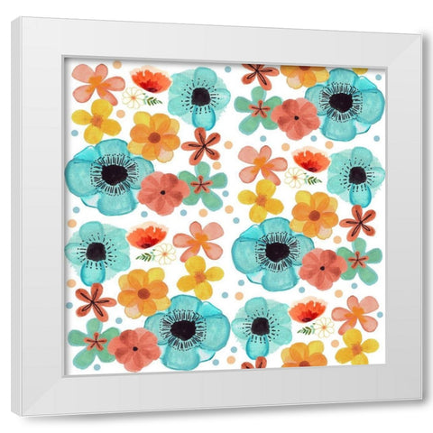 Poppy Pattern White Modern Wood Framed Art Print by Doucette, Katie